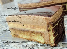 the layers of the Prestige ganche cake,
